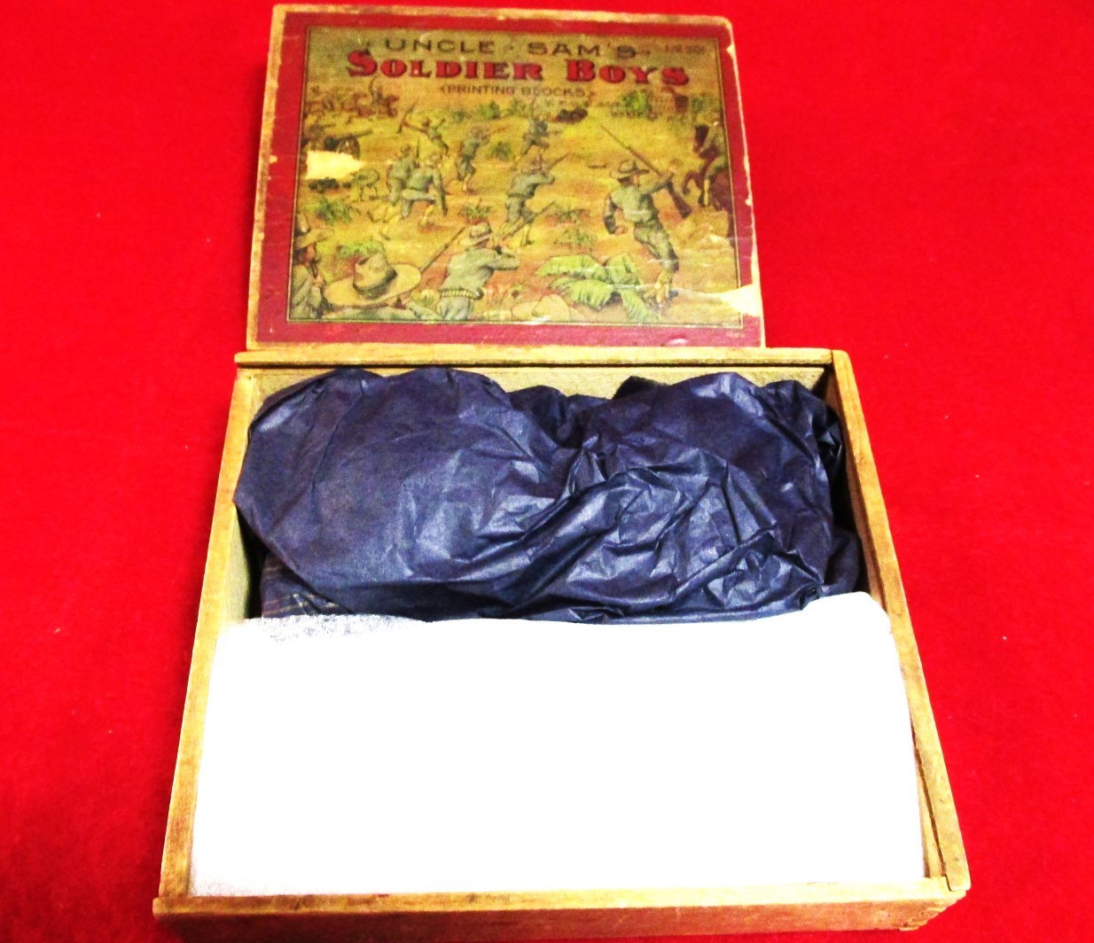 c1898 Ex-Rare Military Museum Uncle Sam's Soldier Boys Pr. Blocks, San Juan Hill