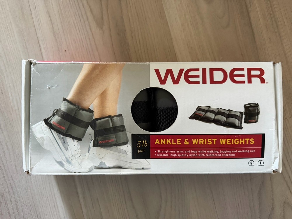 WEIDER 5 lb Pair Ankle & Wrist Weights - Adjustable Strength Training Gear