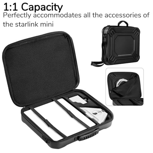 Starlink Mini Case-Durable PU Case with Custom Grooves Shoulder Strap & Handle