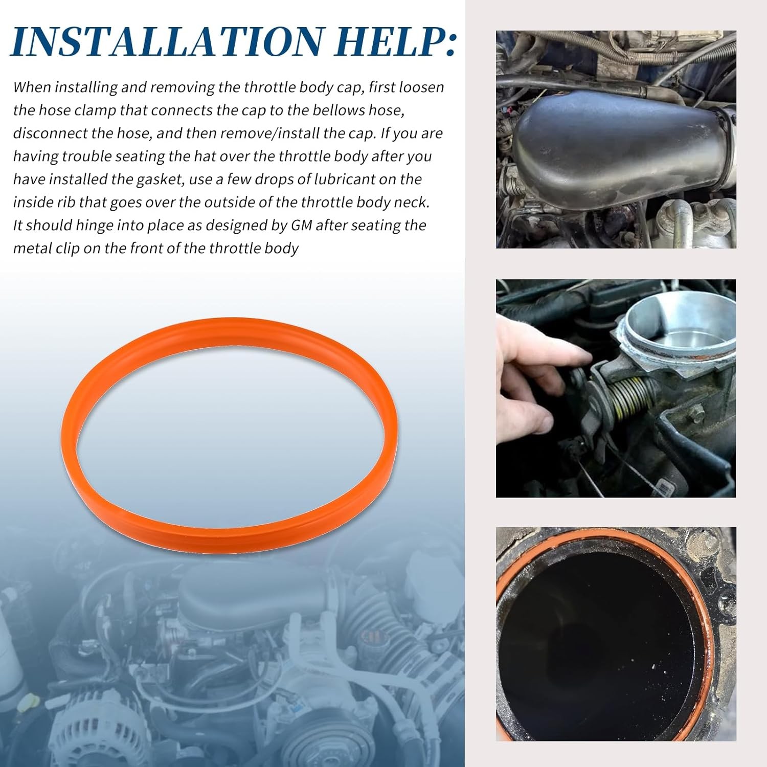 Intake Hat Gasket (Orange)Fits GM 5.7,5.0,&4.3,305 Engine S-10/S-15 4.3 15998532