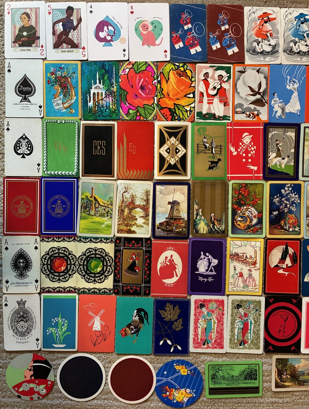 Lot~94 Vintage Single Swap Playing Cards~Art Deco~Women~Victorian~Flapper~Dogs+