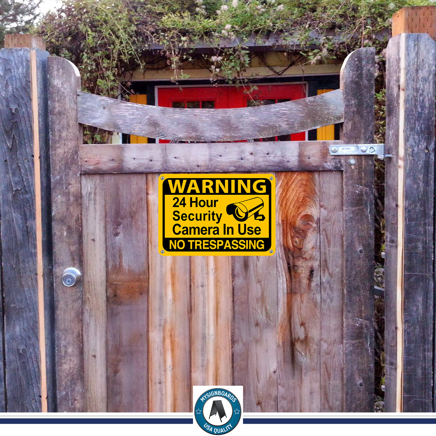 Yellow Warning 24 hour video surveillance No Trespassing Home Security cctv Sign