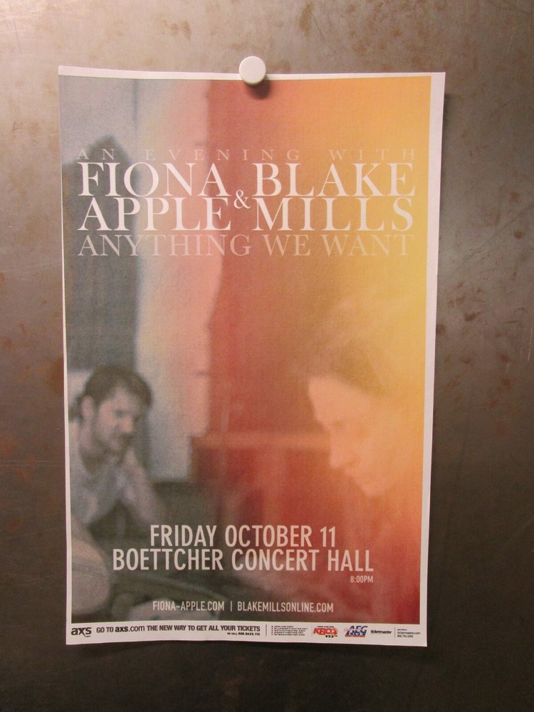 FIONA APPLE & BLAKE MILLS Boettcher Concert Hall Denver 2014 Flyer IDLER WHEEL