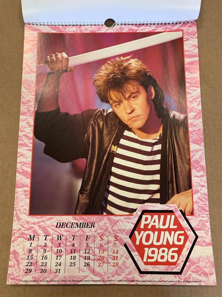 PAUL YOUNG 1986 calendar