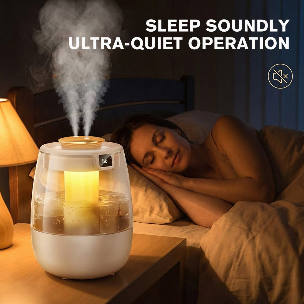 Ultrasonic Humidifier Dual Nozzles UV-C Sterilizer LED Screen 1.5L Mist Diffuser