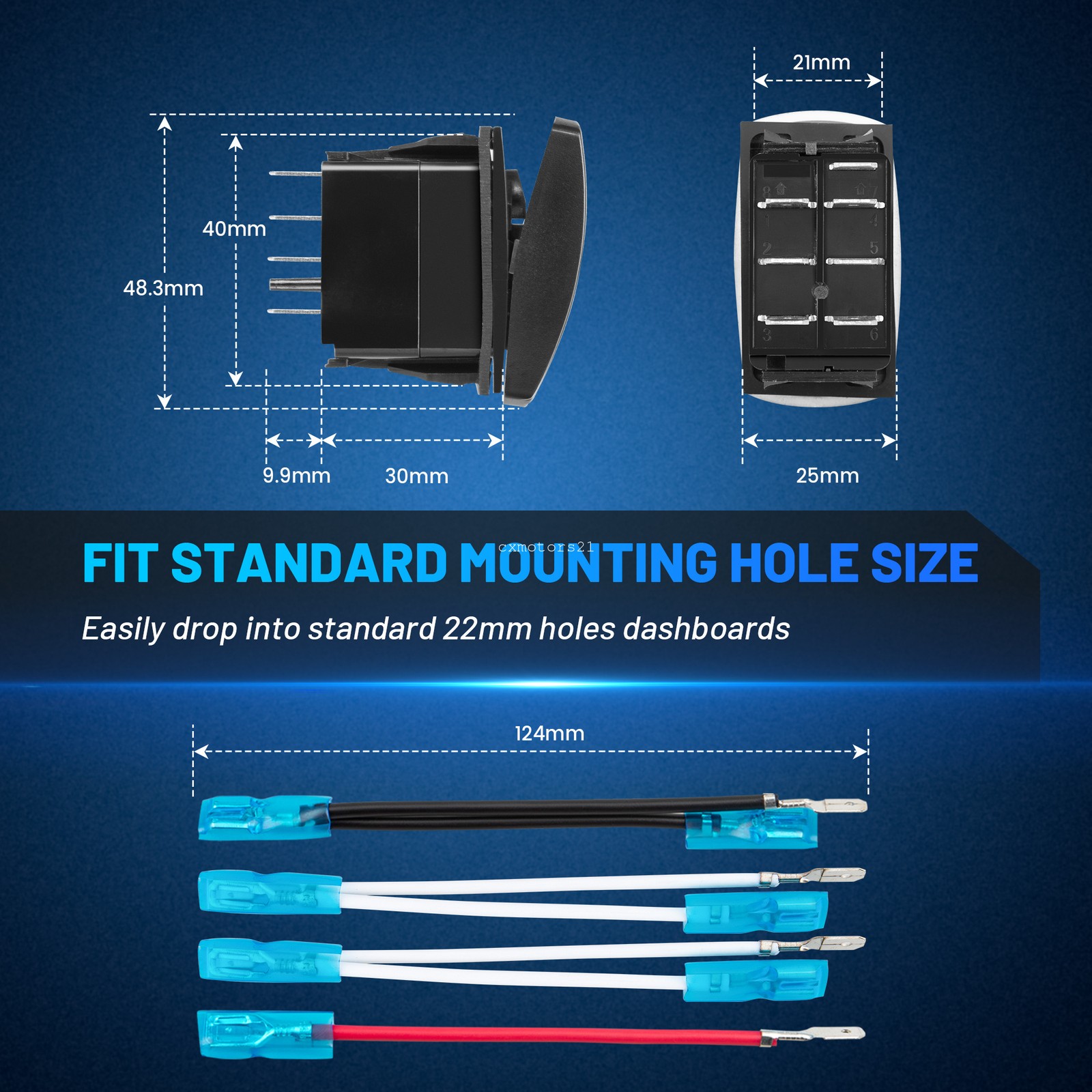 Backlit Winch Control Rocker Switch for Can-am Polaris Honda Kawasaki UTV 12V