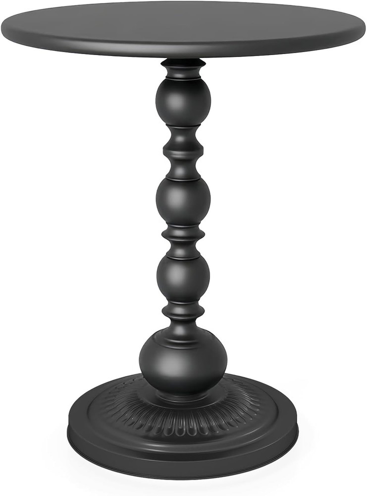 Metal Small End Table, Vinta Matte Bla Round Side Table Nightstand for