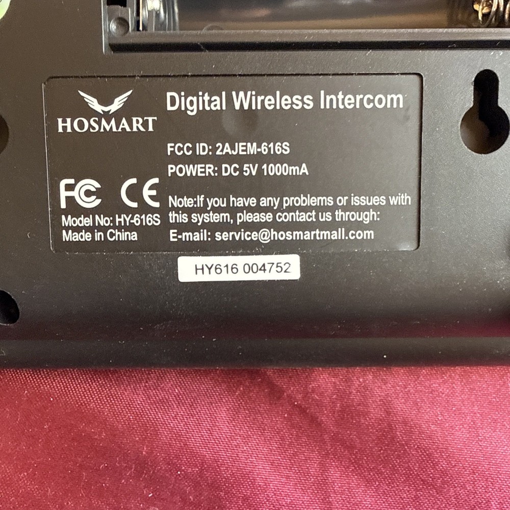 2x Hosmart HY-616S Full Duplex Digital Wireless Intercom System Two Way