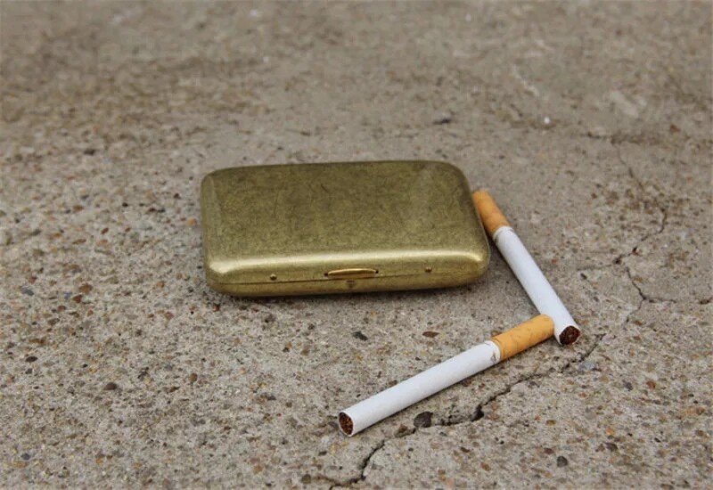 Vintage Solid Brass Copper Cigarette Case Holder Box Collectable Xmas Men Gift