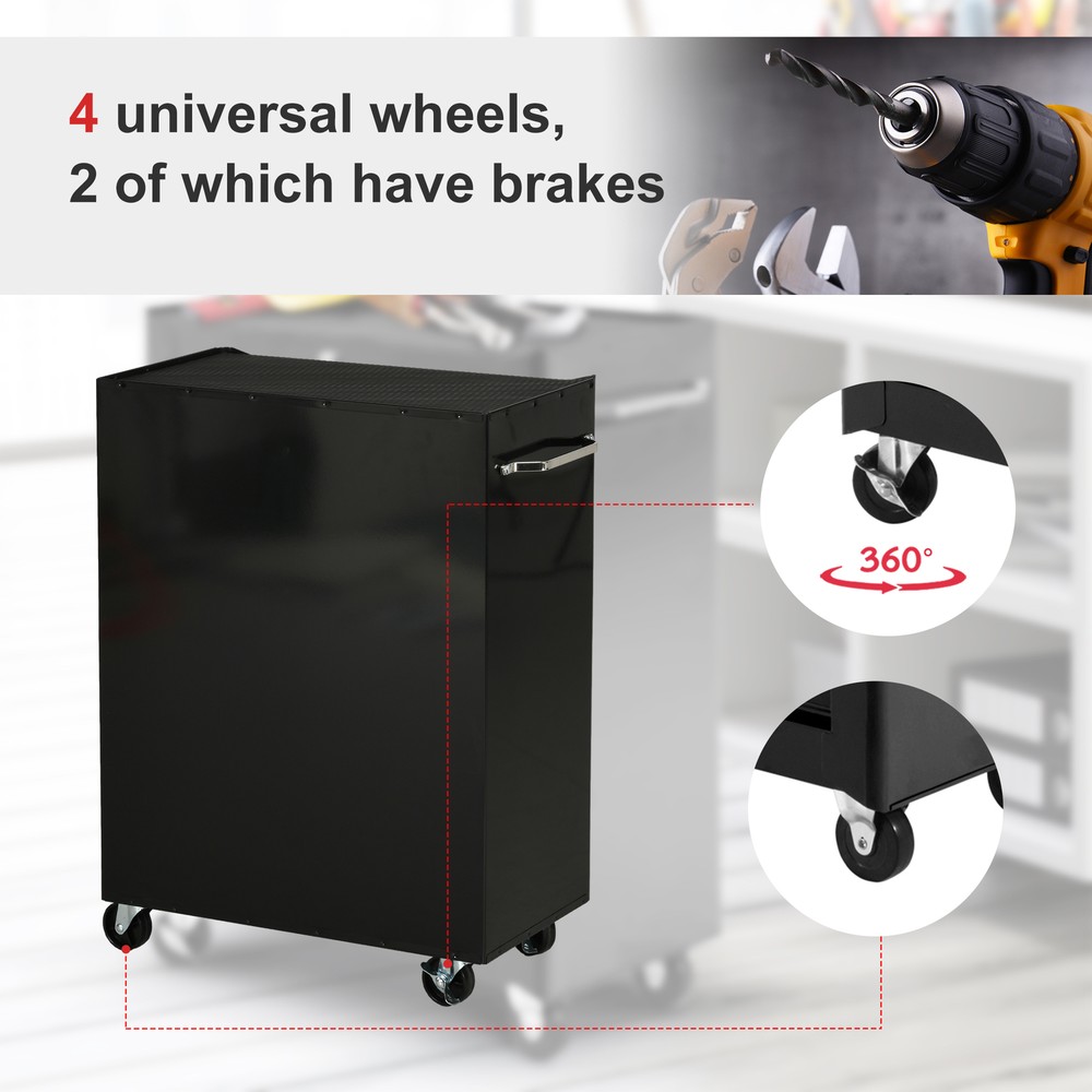 Ultimate 5-Drawer Lockable Tool Storage Cabinet with wheels Red and Black