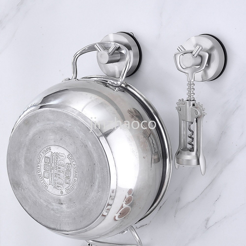2/4PCS Key Hooks Robe Hook Suction Cup Sucker Towel Bathroom Kitchen Wall Hook