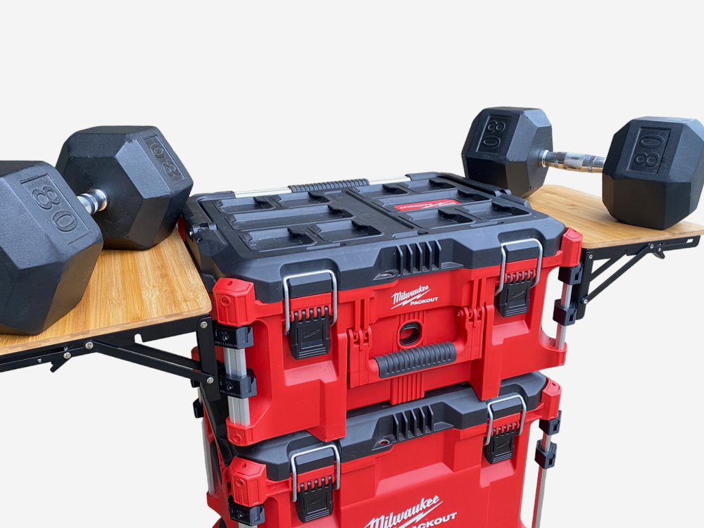 Milwaukee Packout, Bamboo Folding / Detachable Table, Rail Caps & Table Included