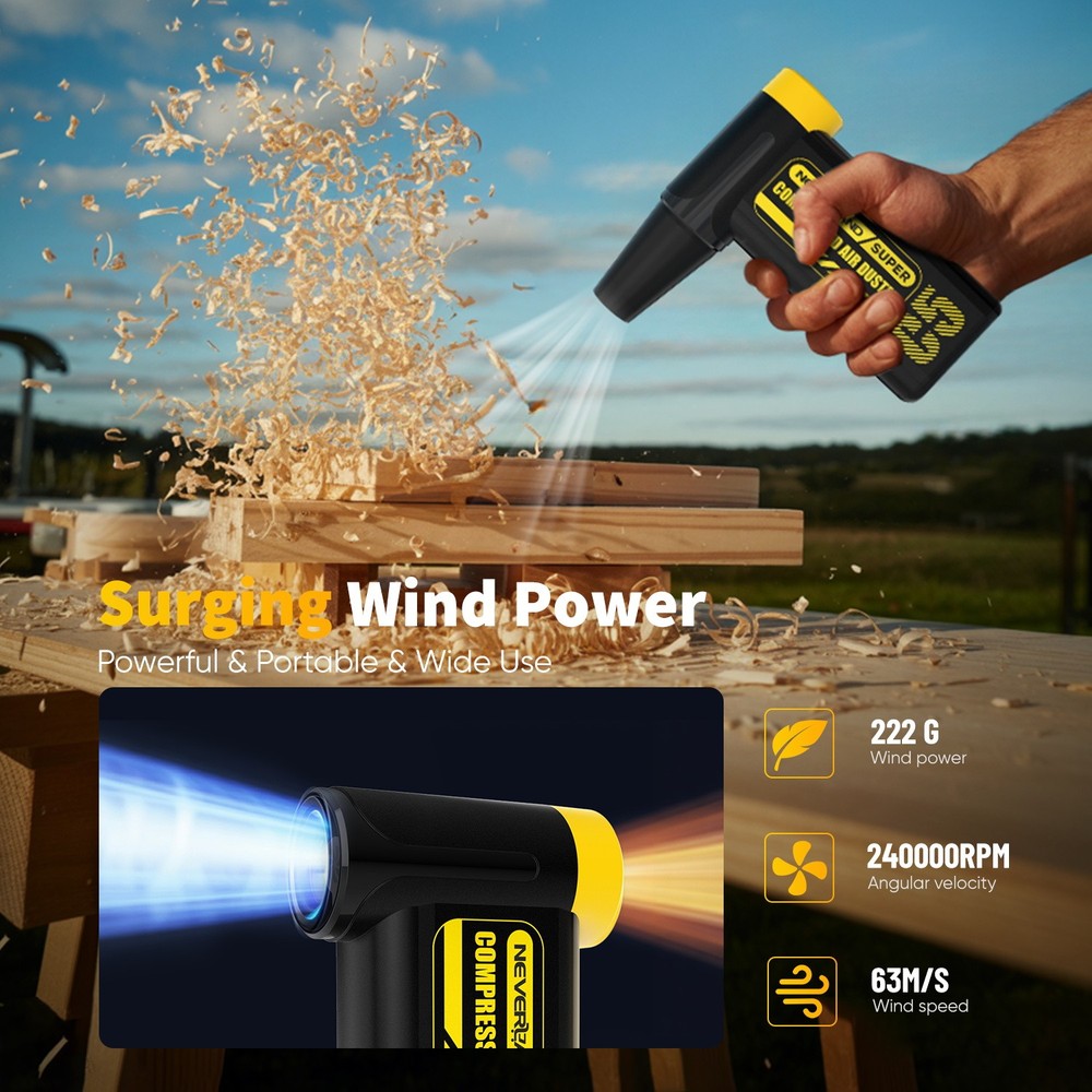 Portable Cordless Compressed Air Duster for Computers Car Office Blower Cleaning