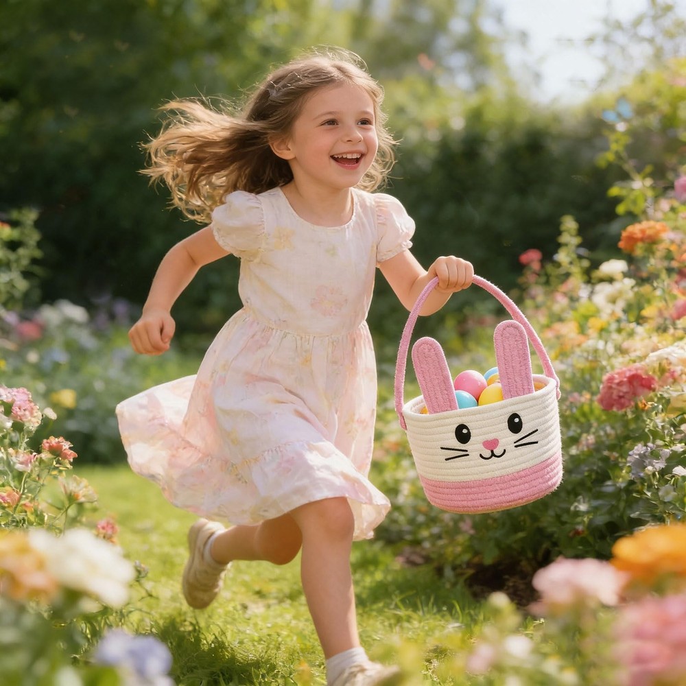 Easter Baskets for Kids, Easter Basket, Easter Bunny Baskets with Handle for ...
