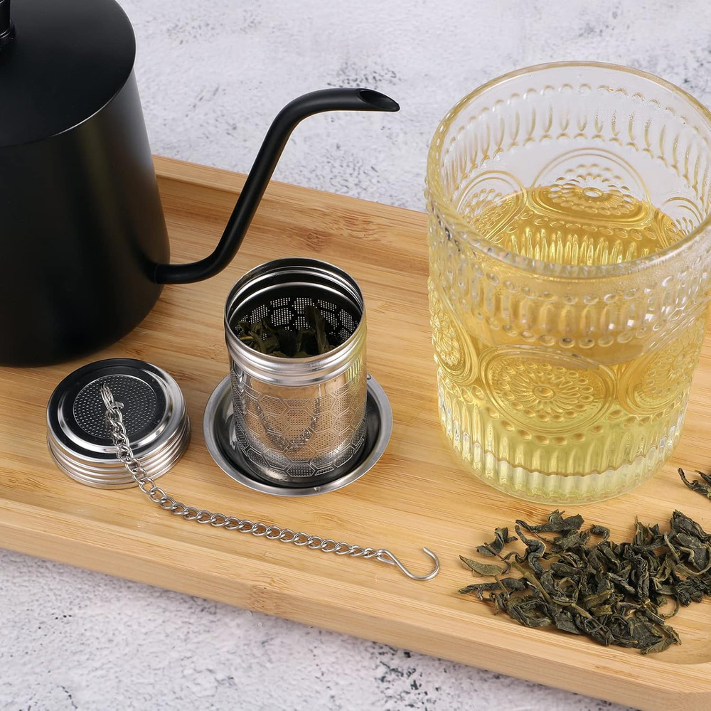 2 Pack Tea Infuser for Loose Tea, Extra Fine Mesh Tea Strainers with Drip Trays,