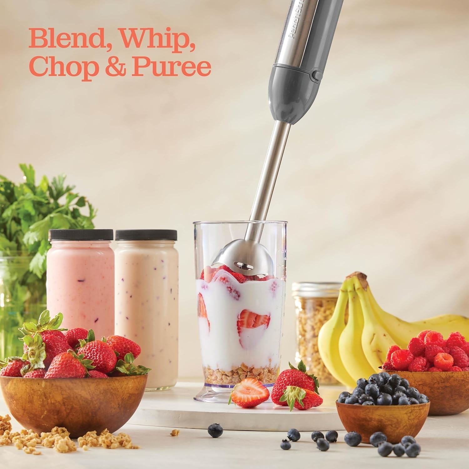 Durable 500W Electric Blender Stick with Turbo Speed for Smoothies & Soups