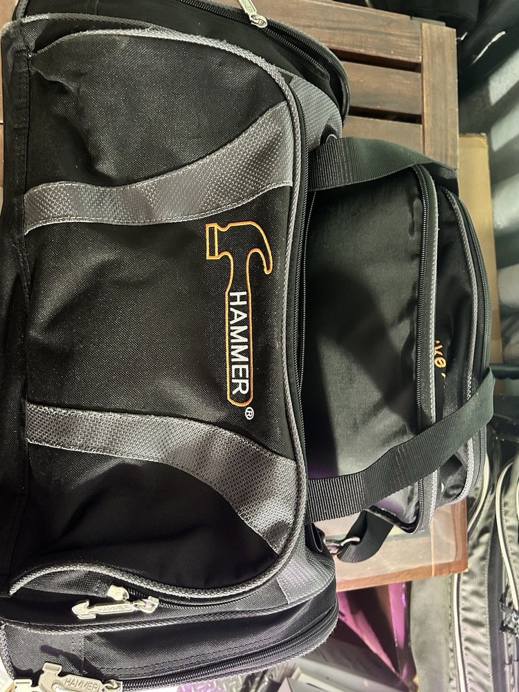 Hammer Black Gray Bowling Bag Polyester Carry Handle Adjustable Strap Zip