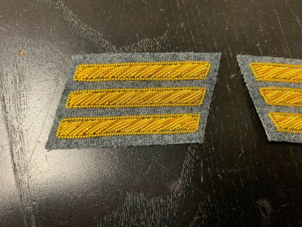 CSA Gold Embroidered Captains Bars - MEDIUM GREY Background Pair - NEW