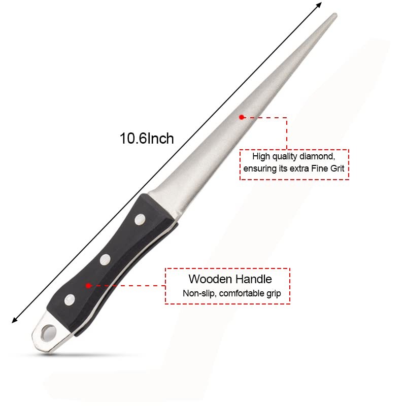 10.6 Inch Diamond Sharpening Rod Stone, Medium, Stone