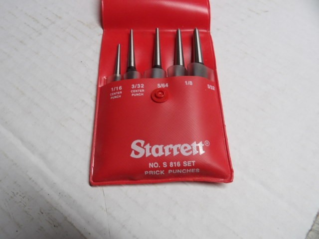 STARRETT #816 Prick Punch, Set of 5, 4" Length in Pouch New