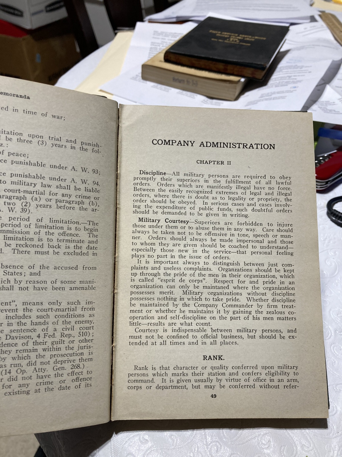 An Officer's Notes, Captain Ralph Parker U.S. Cavalry, C. 1917, 2nd Edition VTG