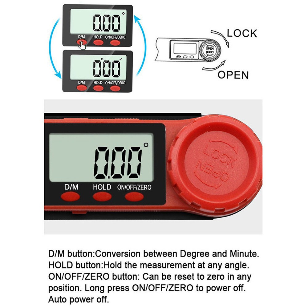 2-in-1 Mini Digital Display Spirit Level Protractor Woodworking Angle Ruler
