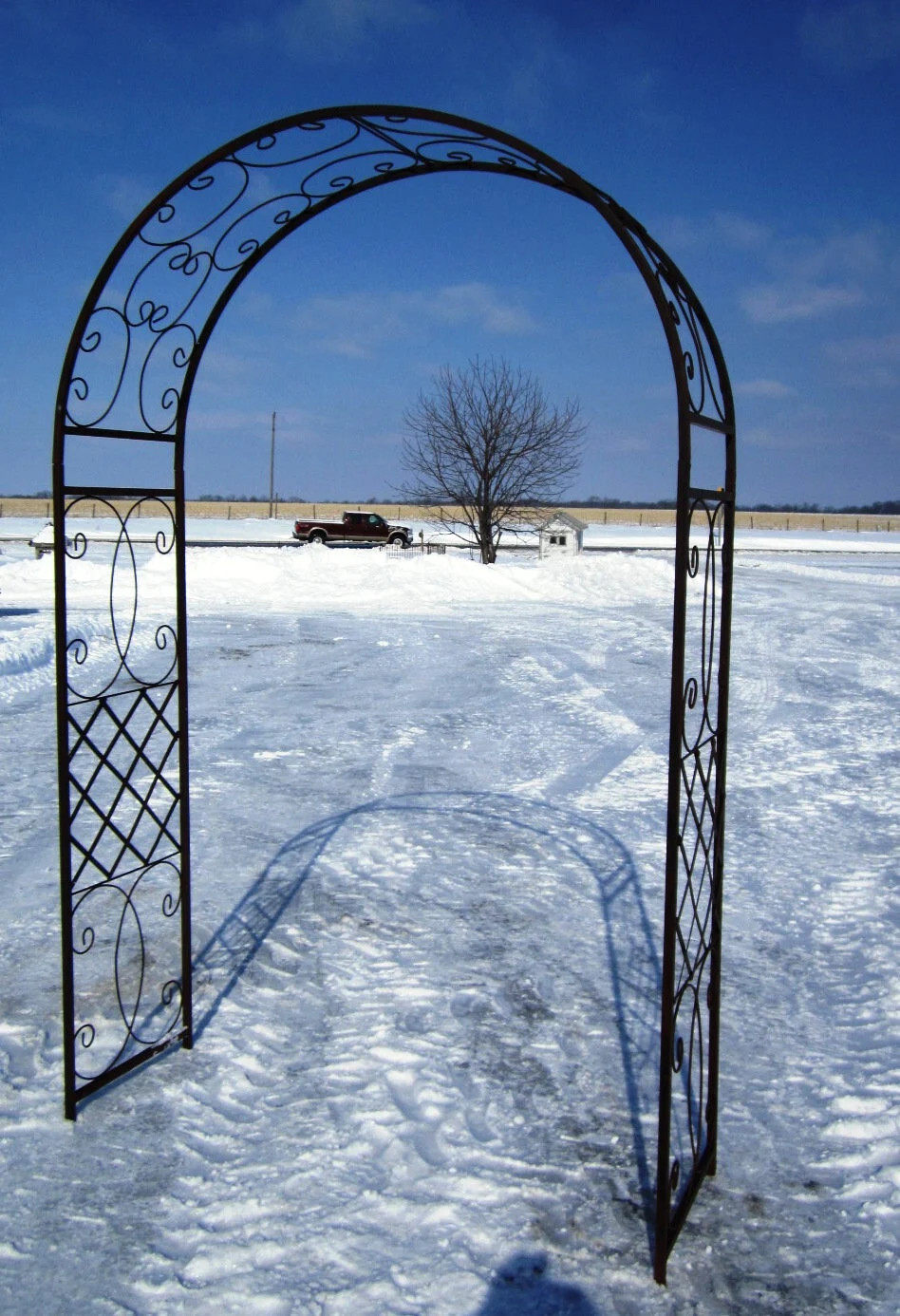 Scroll Arbor Arch - Flower & Vine Support 57"w x 90"t Wrought Iron