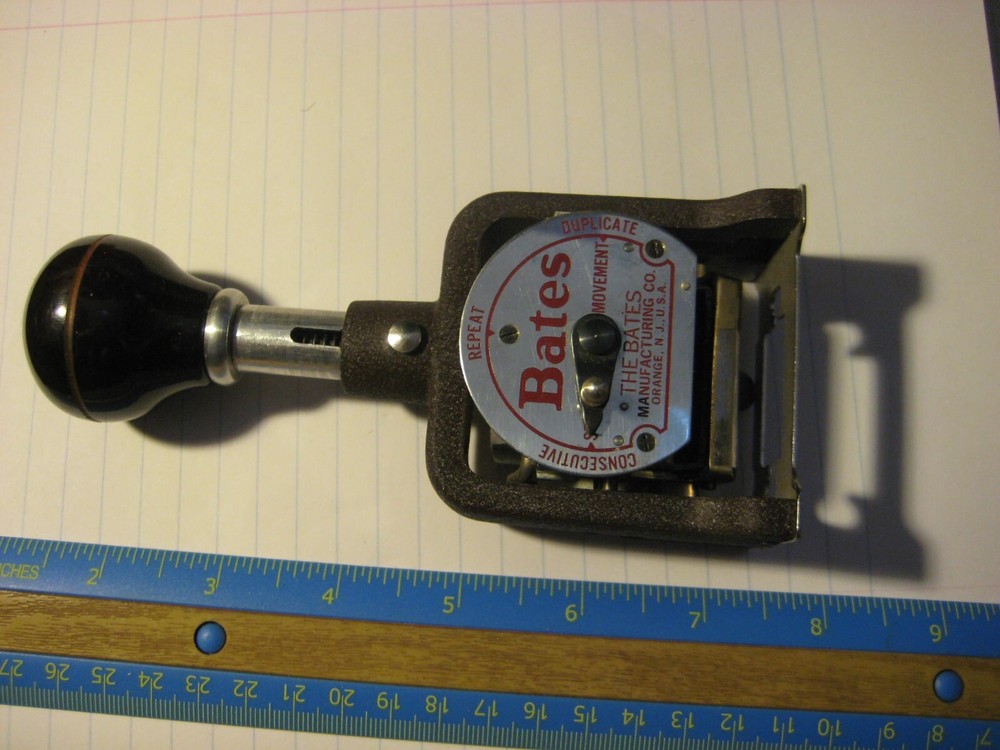 Vintage Bates Numbering Machine 6 Wheels Style E