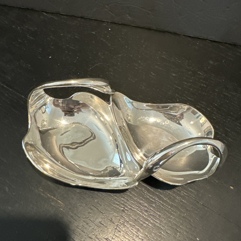 VTG Silver Plated Double Swan Trinket Dish Candy Bowl Ashtray