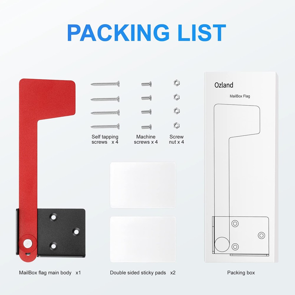 Durable Mailbox Flag Kit, Steel Construction, Multiple Installation Methods, Red