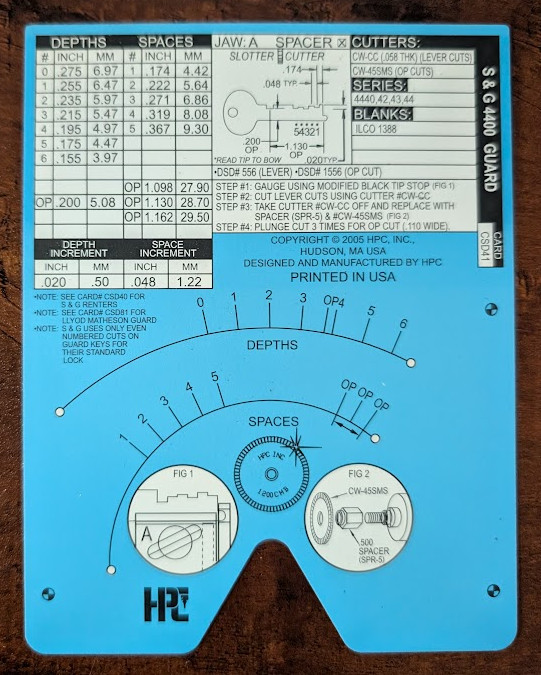 HPC 1200CMB Blitz Code Card CSD41 - S&G 4400 Guard