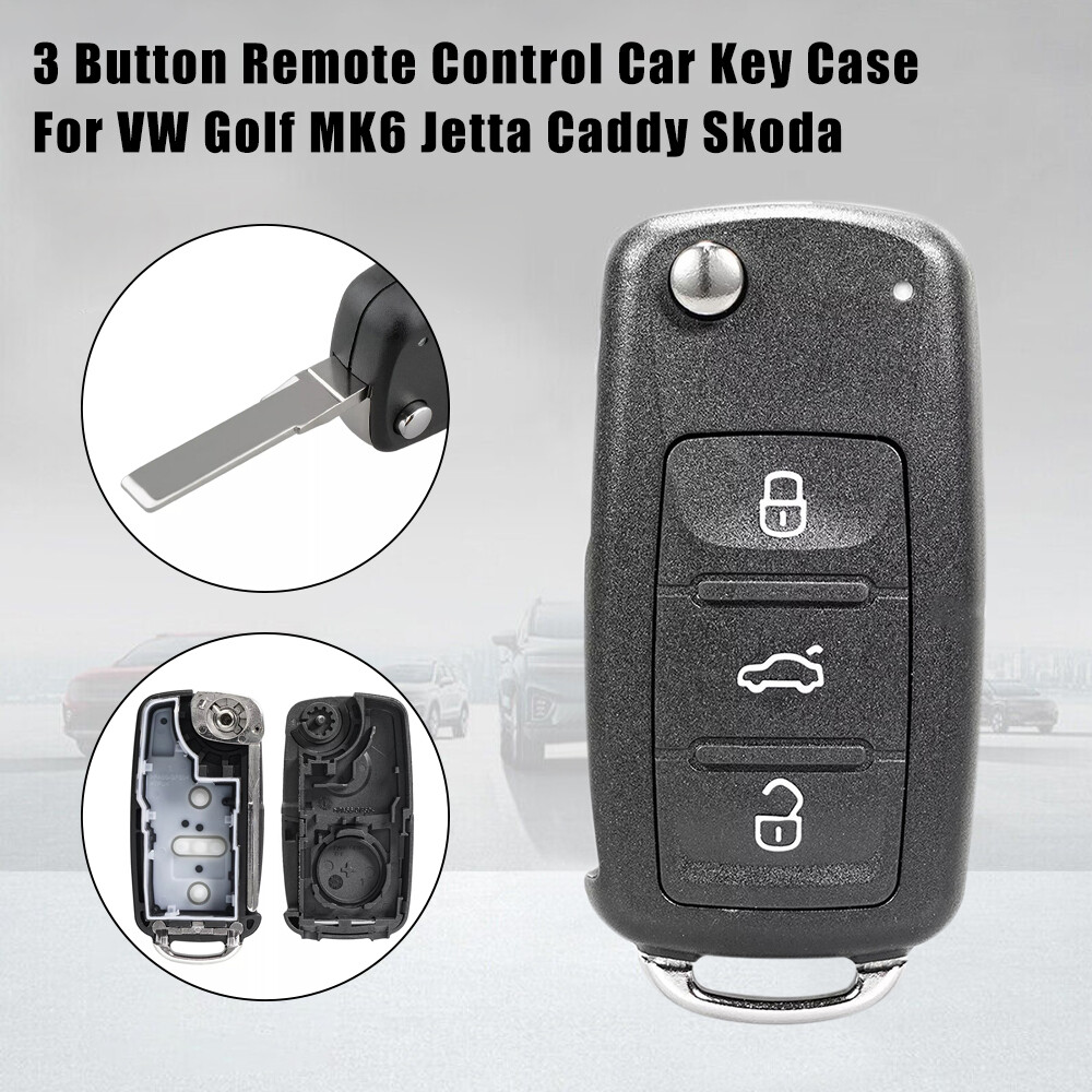 3 Button Remote Control Car Key Case For VW Golf MK6 Jetta Caddy Skoda
