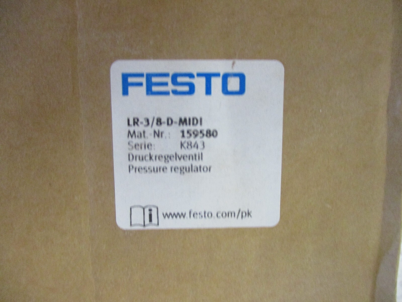NIB Festo Pressure Regulator 159580 LR-3/8-D-MIDI