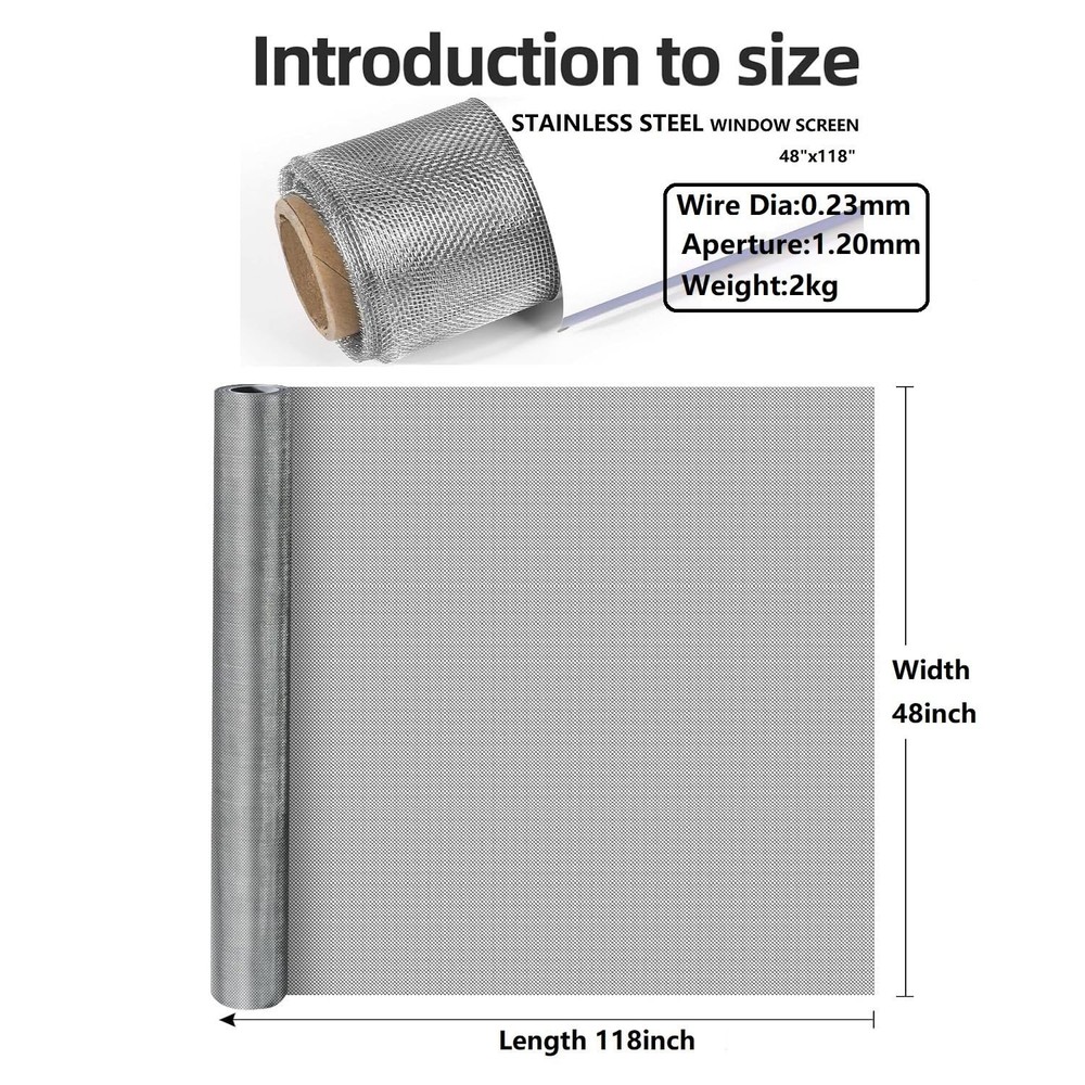 Customizable Heavy-Duty Stainless Steel Mesh Screen 48x118 for Enhanced Security