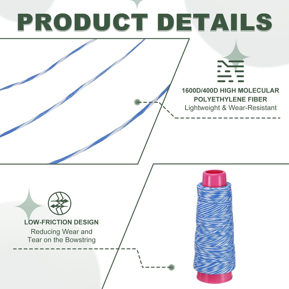 Archery Bow String Serving Thread Bowstring Thread 1600D & White/Blue