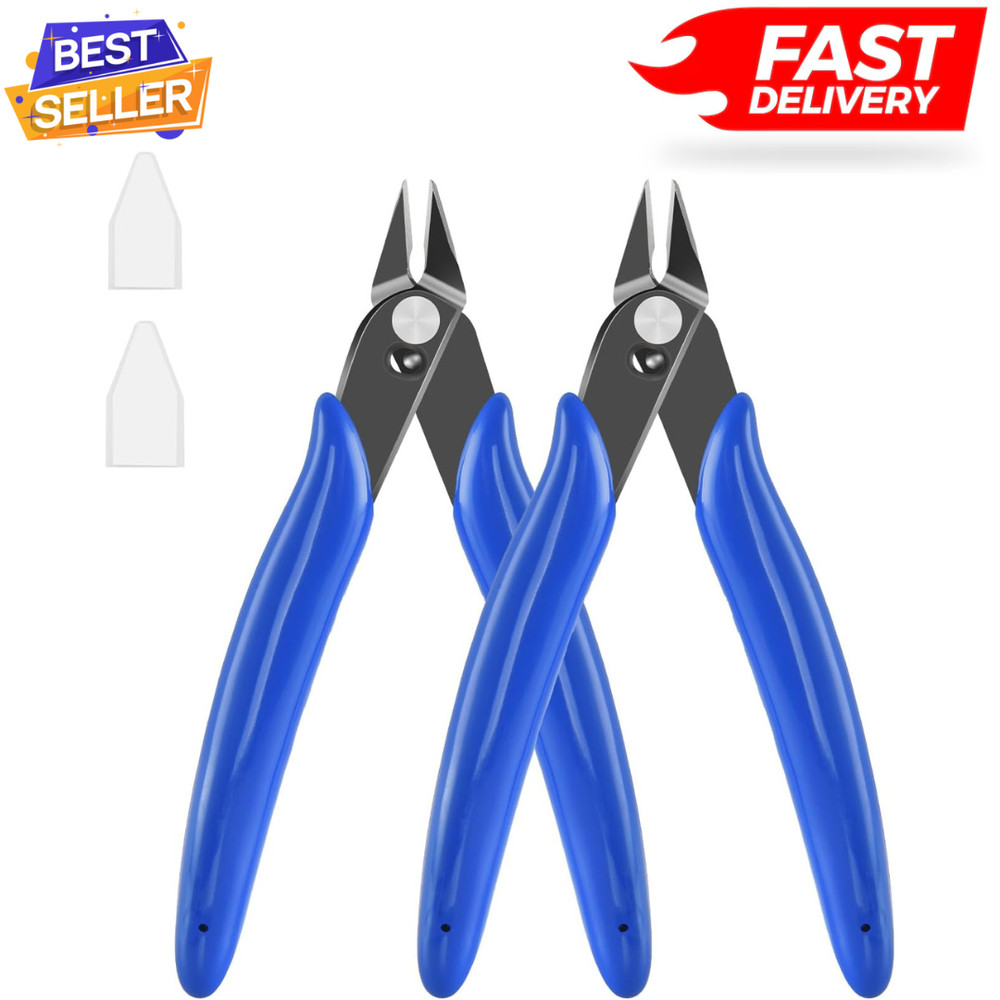 5 Inch Micro Flush Cutter, 2 Pack Small Wire Cutters Spring Loaded Cutting Plier
