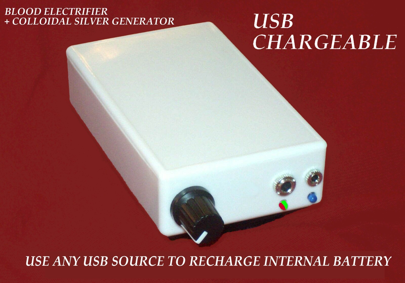 BOB BECK BLOOD ELECTRIFIER  USB RECHARGEABLE w COLLOIDAL SILVER GENERATOR