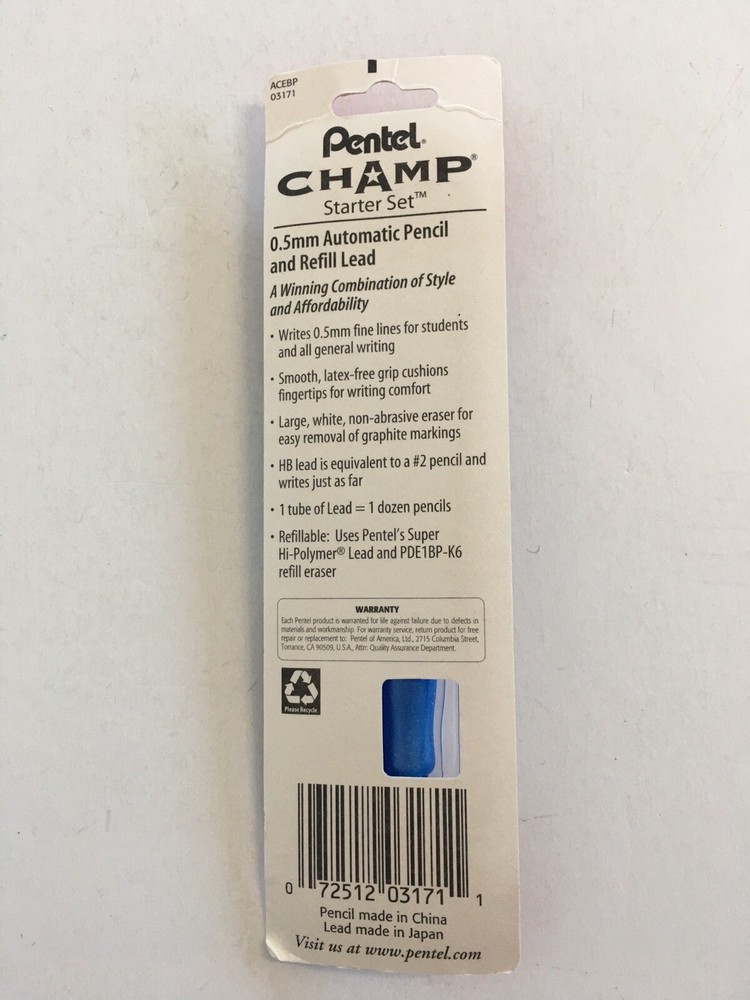 4 Pentel Champ Automatic Lead Pencil with Refill 0.5 mm