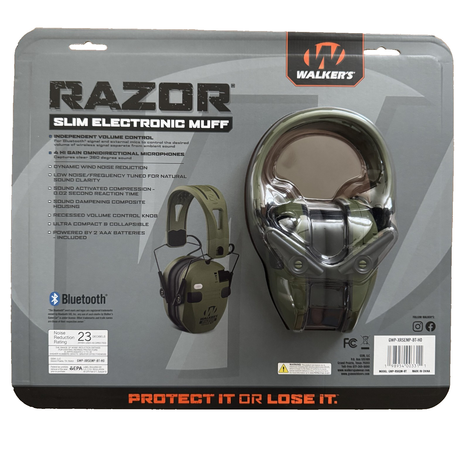 Walker's Razor Quad Bluetooth Tacti-Grip Slim Digital Muff Ear Protection | NEW