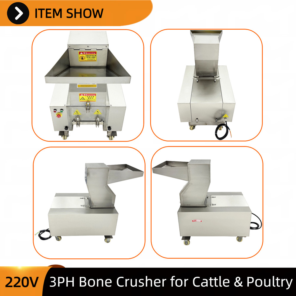 Commercial Bone Crusher 220V 3-Phase for Beef Sheep & Poultry Bone Processing