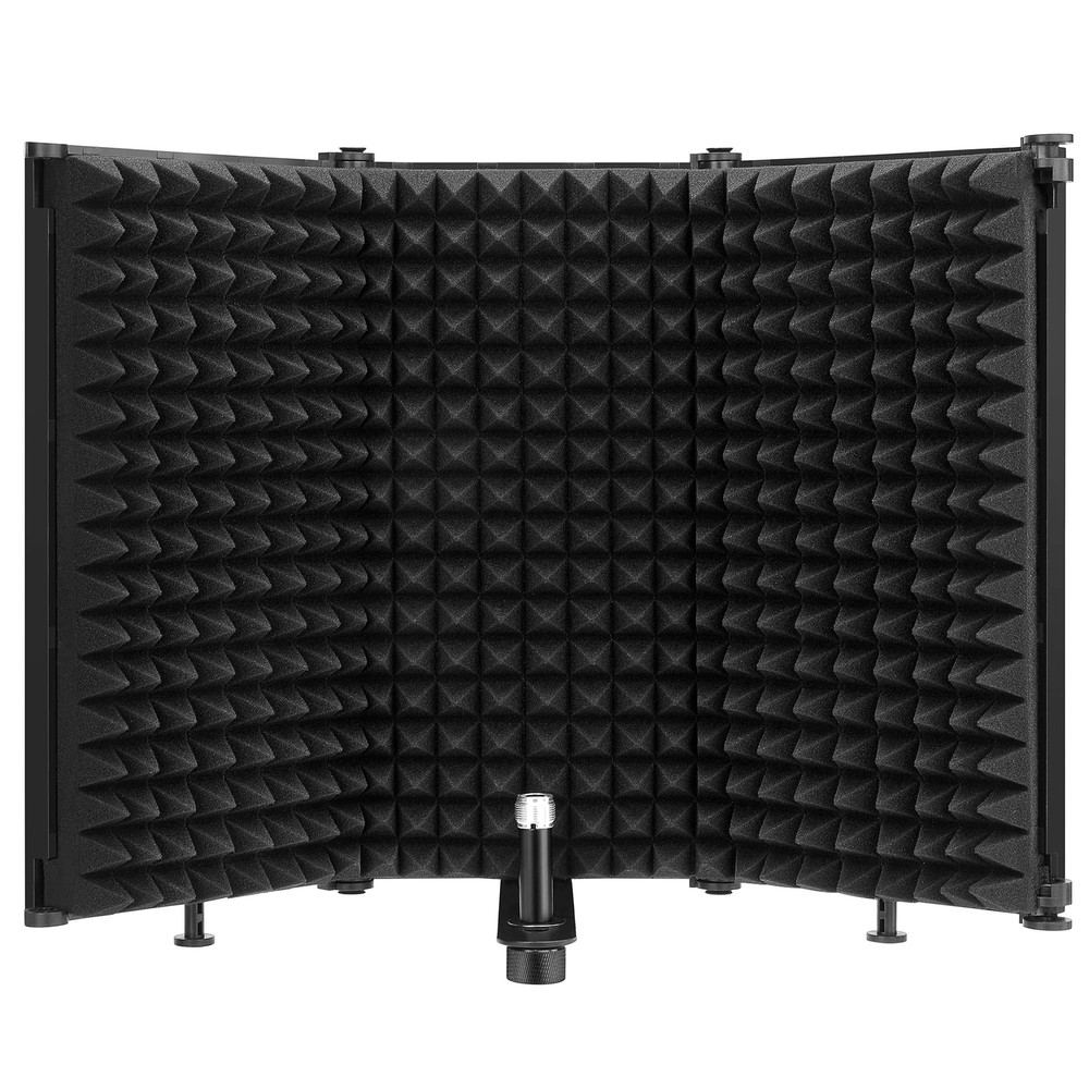 Foldable Microphone Isolation Shield with Triple Sound Insulation for Studios
