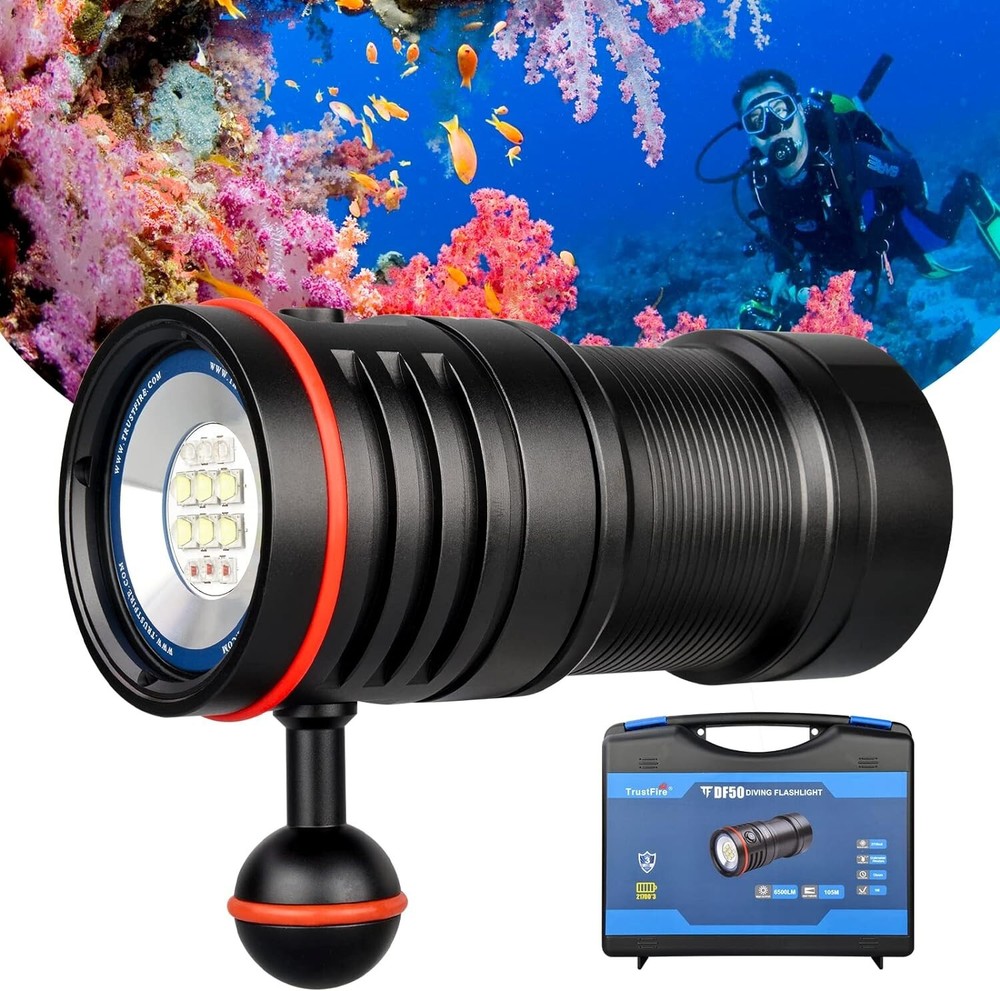 Trustfire DF50 6500Lumen Kit led Diving Light Scuba Flashlight 3 Mode Light -70M