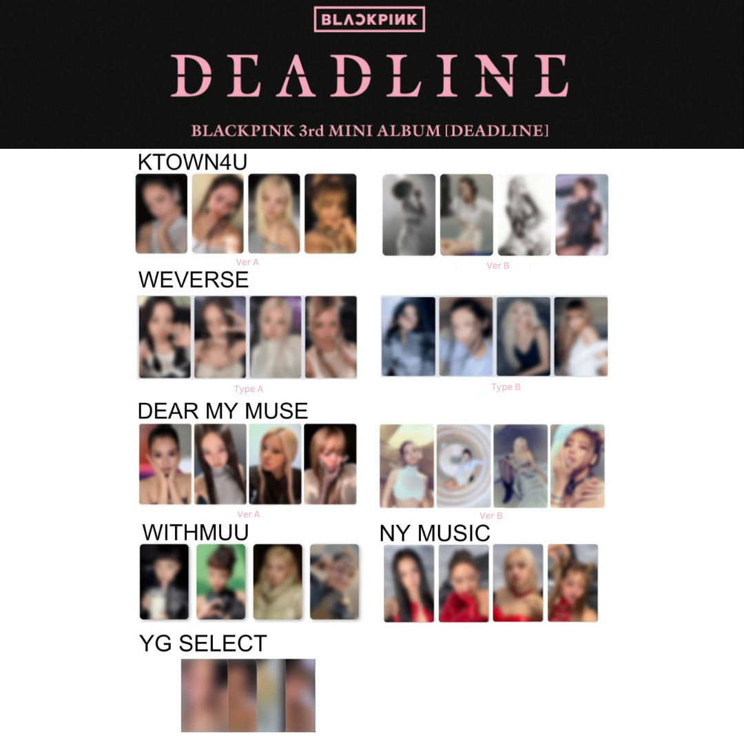 BLACKPINK DEADLINE 3RD MINI ALBUM PRE-ORDER BENEFIT PHOTOCARD POB OFFICIAL - H20