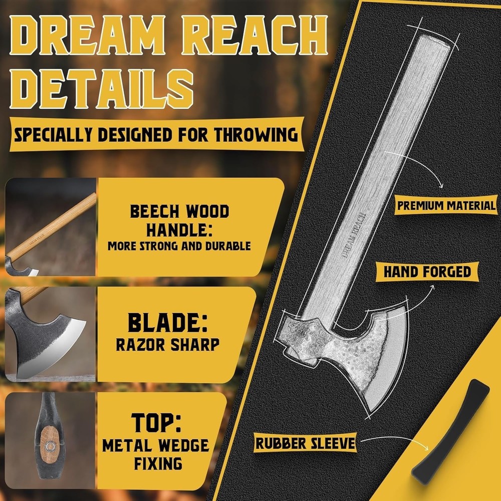 Dream Reach Throwing Hatchets 2 Pack Professional 16" Throwing Tomahawk Axe