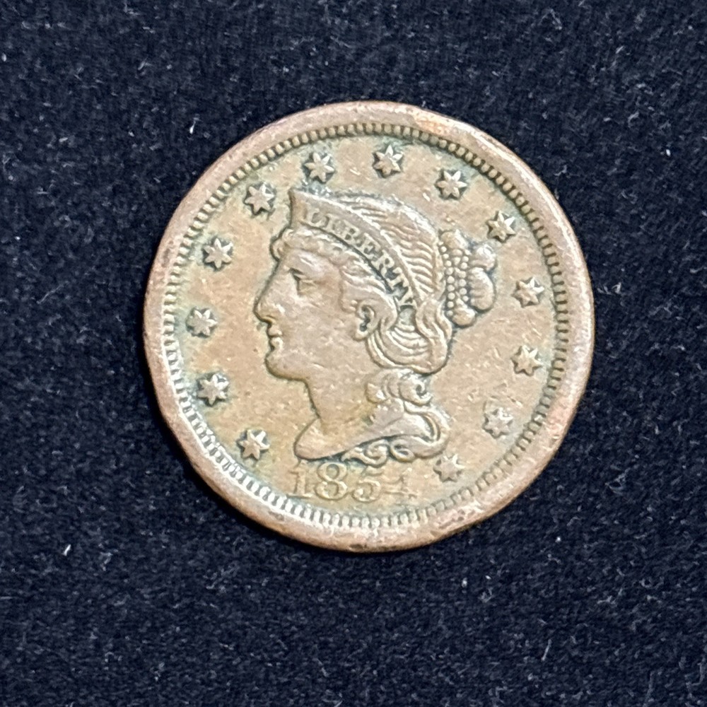 1854 Braided Hair Large Cent