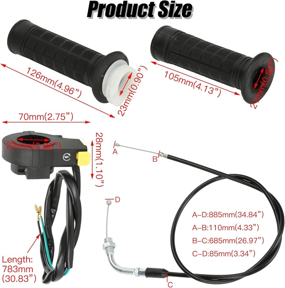 Throttle Cable Twist Throttle Handle Grip Assembly for 2 Stroke Engine 80cc 1...