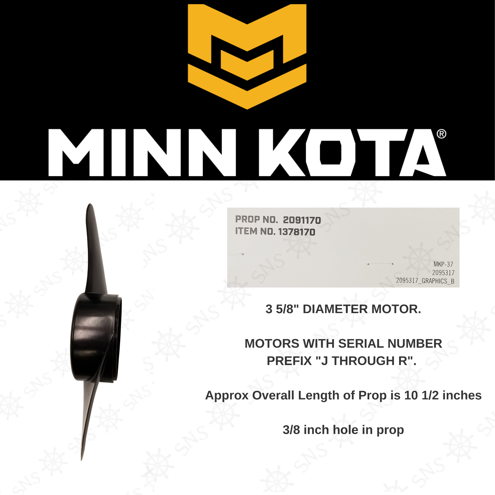 MINN KOTA MKP-37 NEW TROLLING PROPELLER 2091170 1378170 1865022 GENUINE OEM