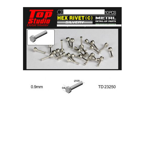 Top Studio 0.9mm Hex Rivets Ver. C #Silvery (10pcs)