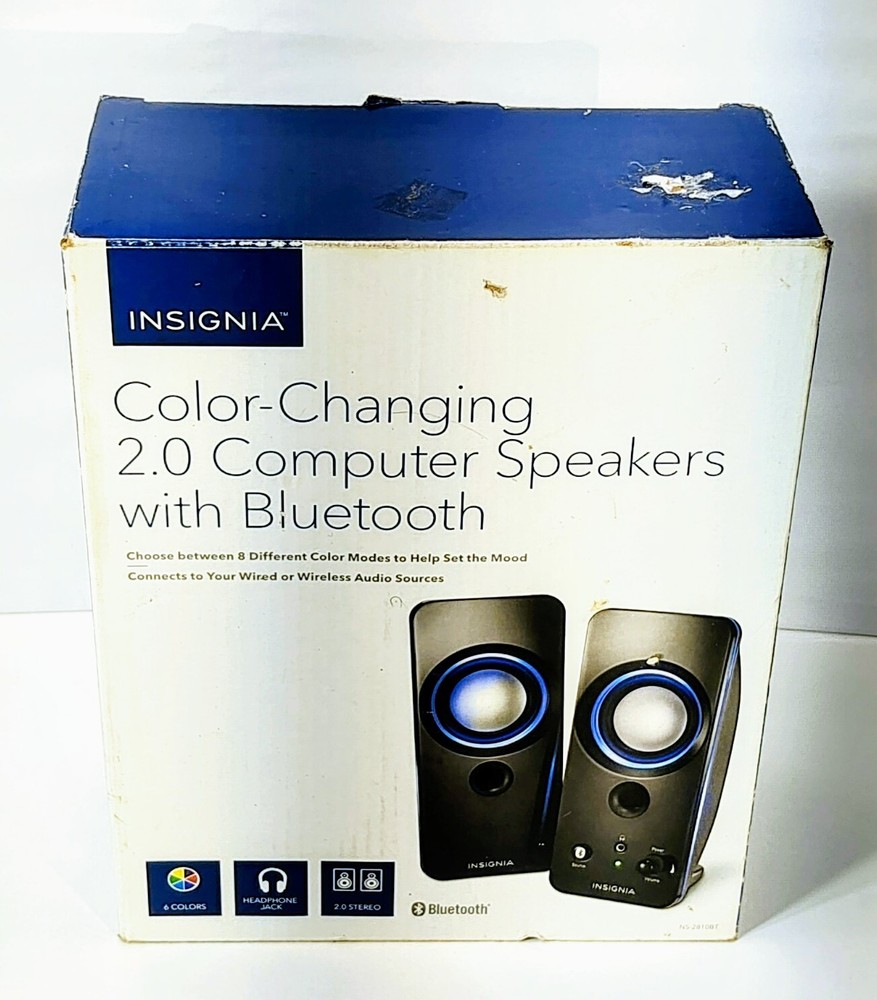 Insignia - 2.0 Bluetooth Lighted Speaker System (2pc) - Black