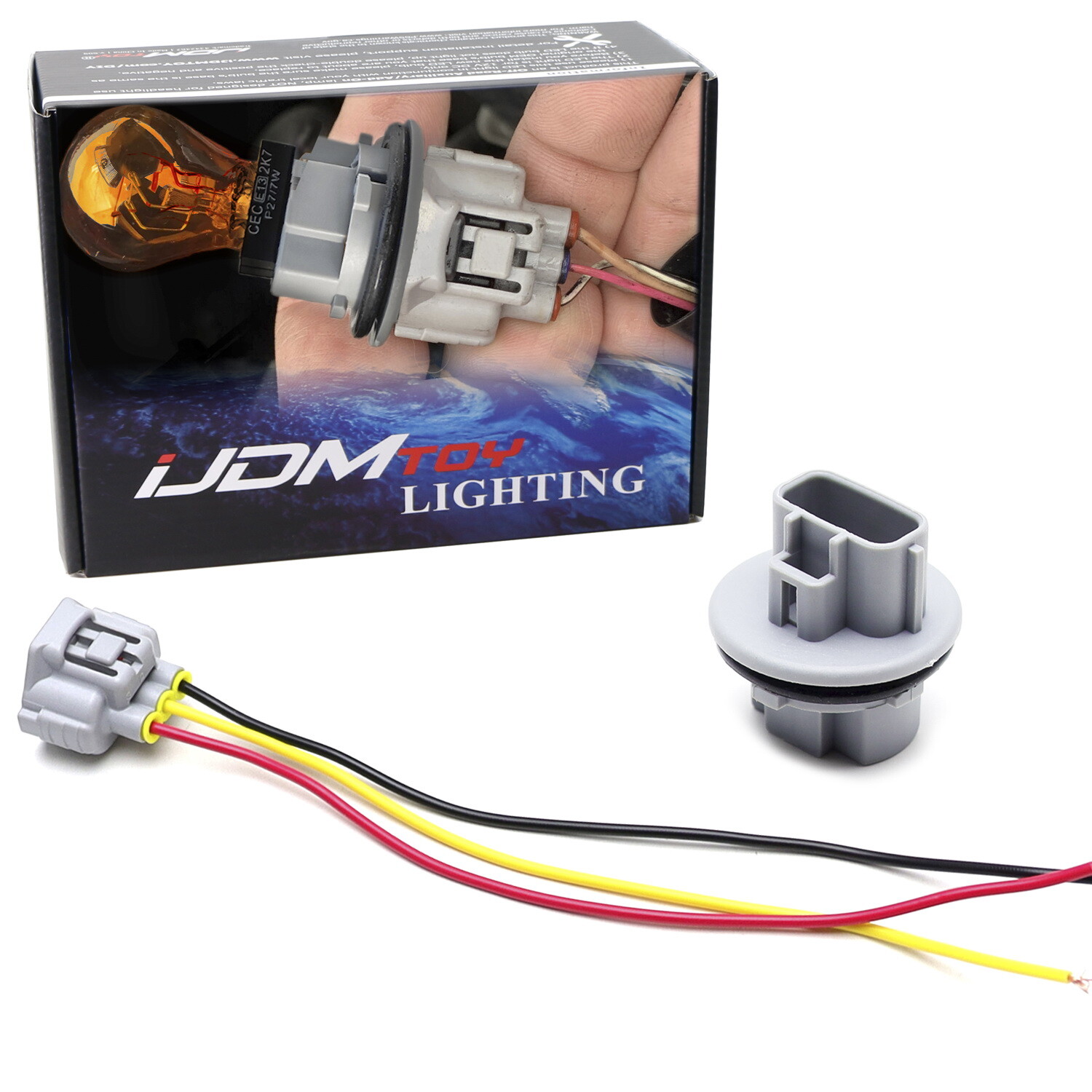 3157 Front Turn Signal/DRL Light Bulb Plug Socket w/5" Adapter Wiring For Toyota